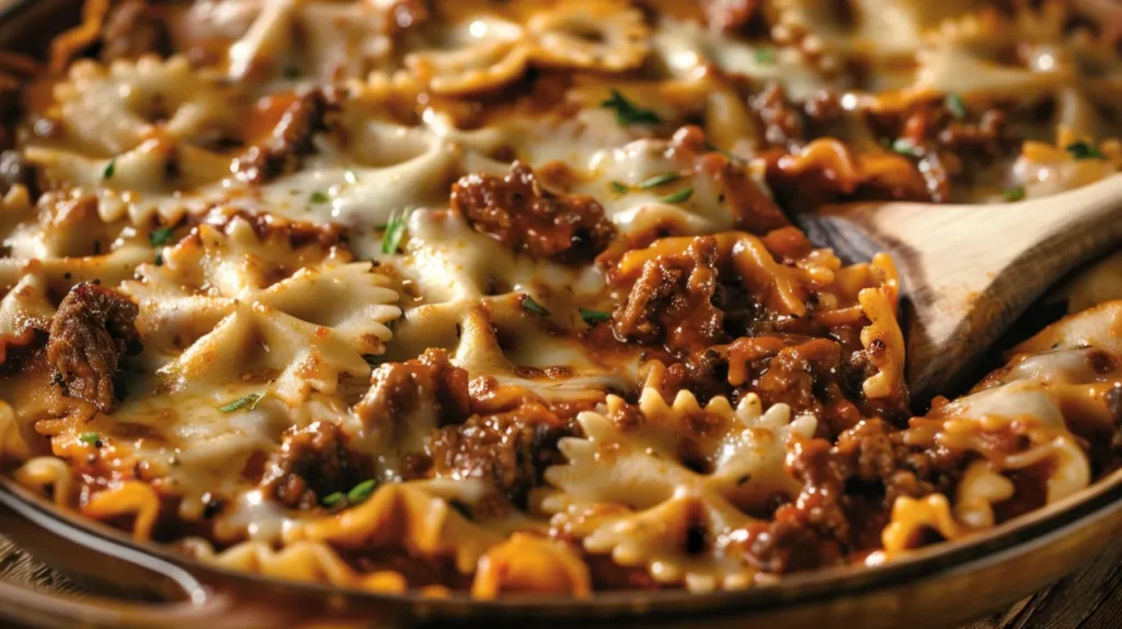Cheesy Beef Bowtie Pasta