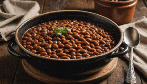 A hearty pot of homemade smoky baked beans